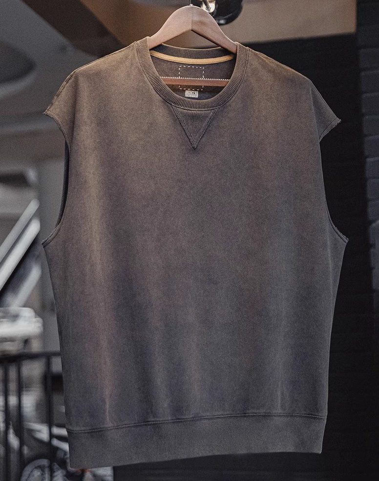 American Wasteland Style Old Wide Shoulder Vest Ribbed Men's T-Shirt - Harmony Gallery