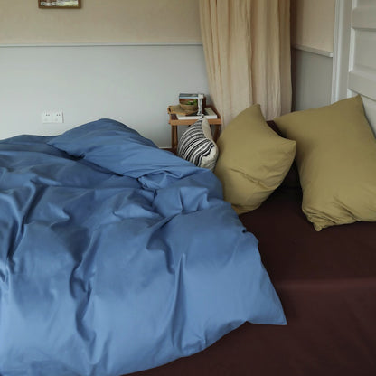 Minimalist Color-Blocked Warm Pure Cotton Thickened Brushed Four-Piece Bed Set - Harmony Gallery