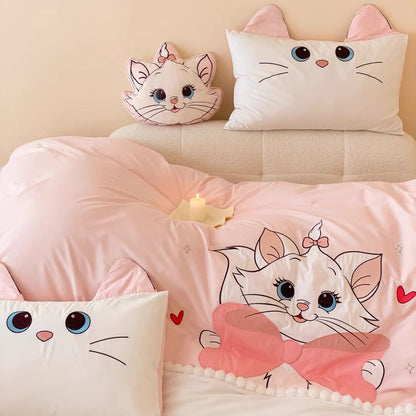Disney Cartoon Mary Cat Pure Cotton Washed Four-piece Bed Set - Harmony Gallery