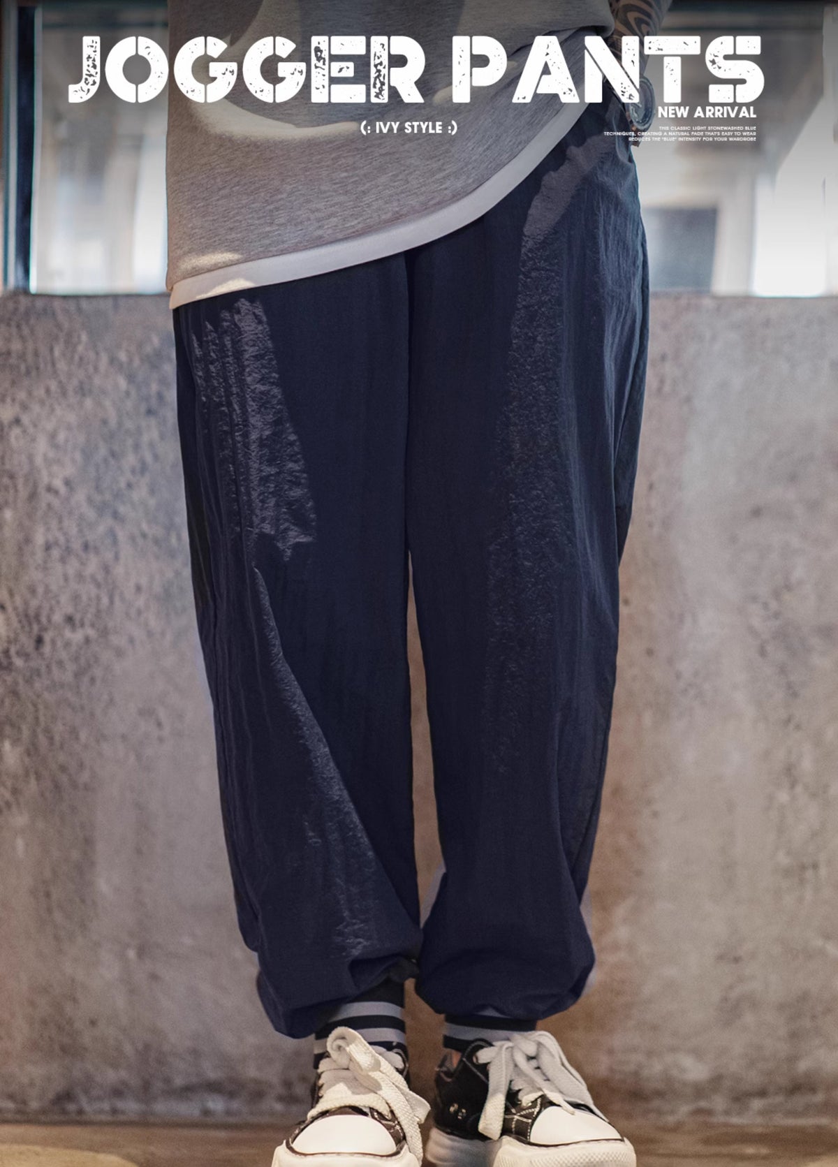 American JOGGER Wrinkled Striped Leggings Elastic Waist Thin Men's Trousers - Harmony Gallery