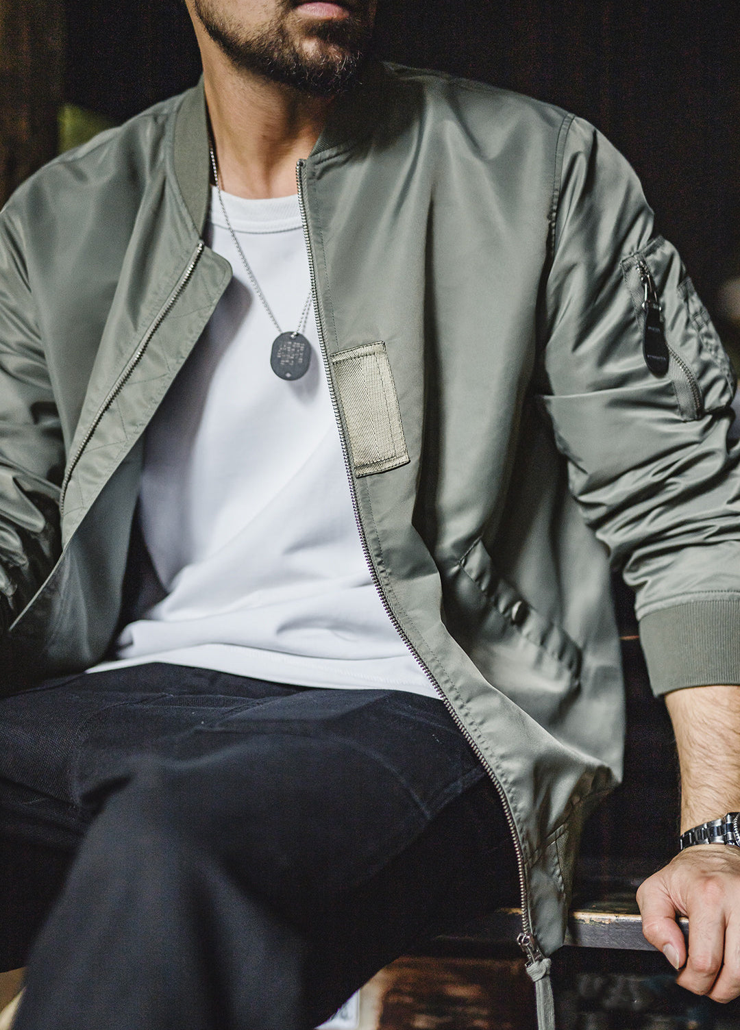 American MA1 Pilot Waterproof Short Diagonal Pockets Baseball Men's Jacket