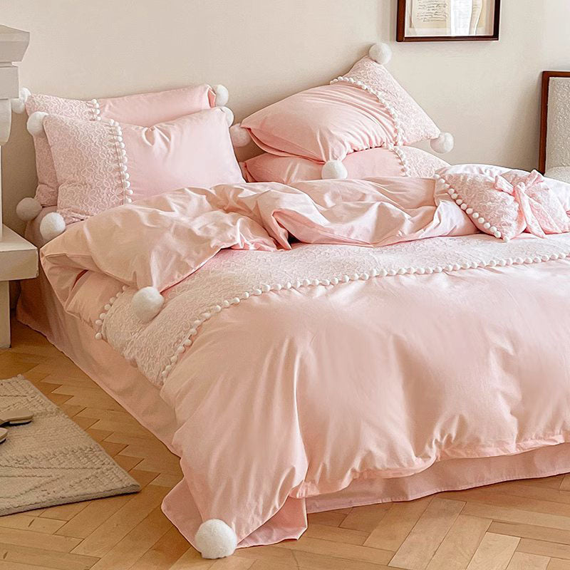 French Princess Pure Cotton Quilt Lace Four-Piece Bed Set - Harmony Gallery