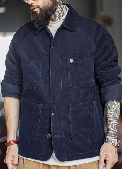 American Retro Corduroy Four-Pocket Hunting Short Thin Men's Jacket - Harmony Gallery