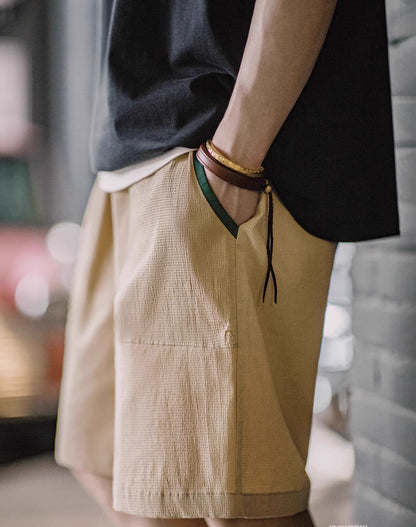 American Workwear Seersucker Texture Contrast Color Men's Shorts - Harmony Gallery