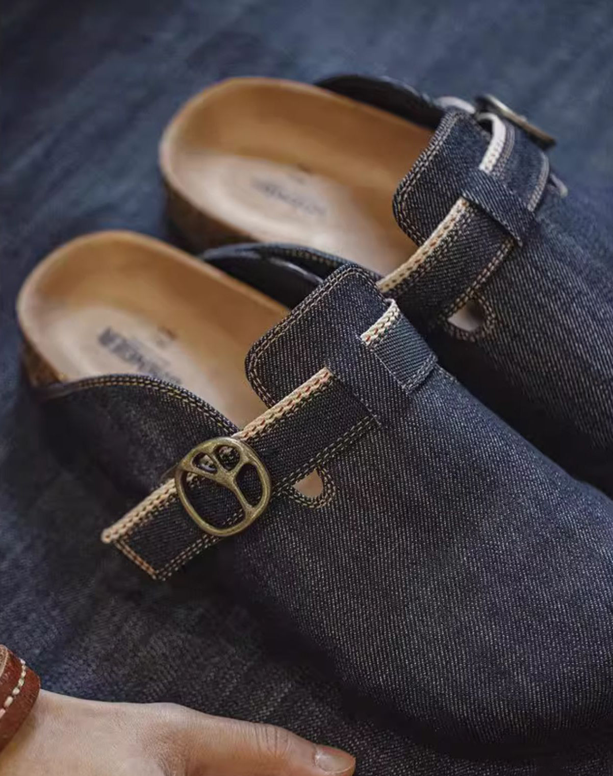 Mules Cork Half-Support Breathable Denim Outdoor Wear Slippers Men's Sandal - Harmony Gallery