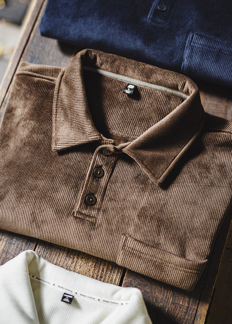 American Polo Corduroy Collarless Fleece-Lined Pullover Pocket Men's Sweater - Harmony Gallery