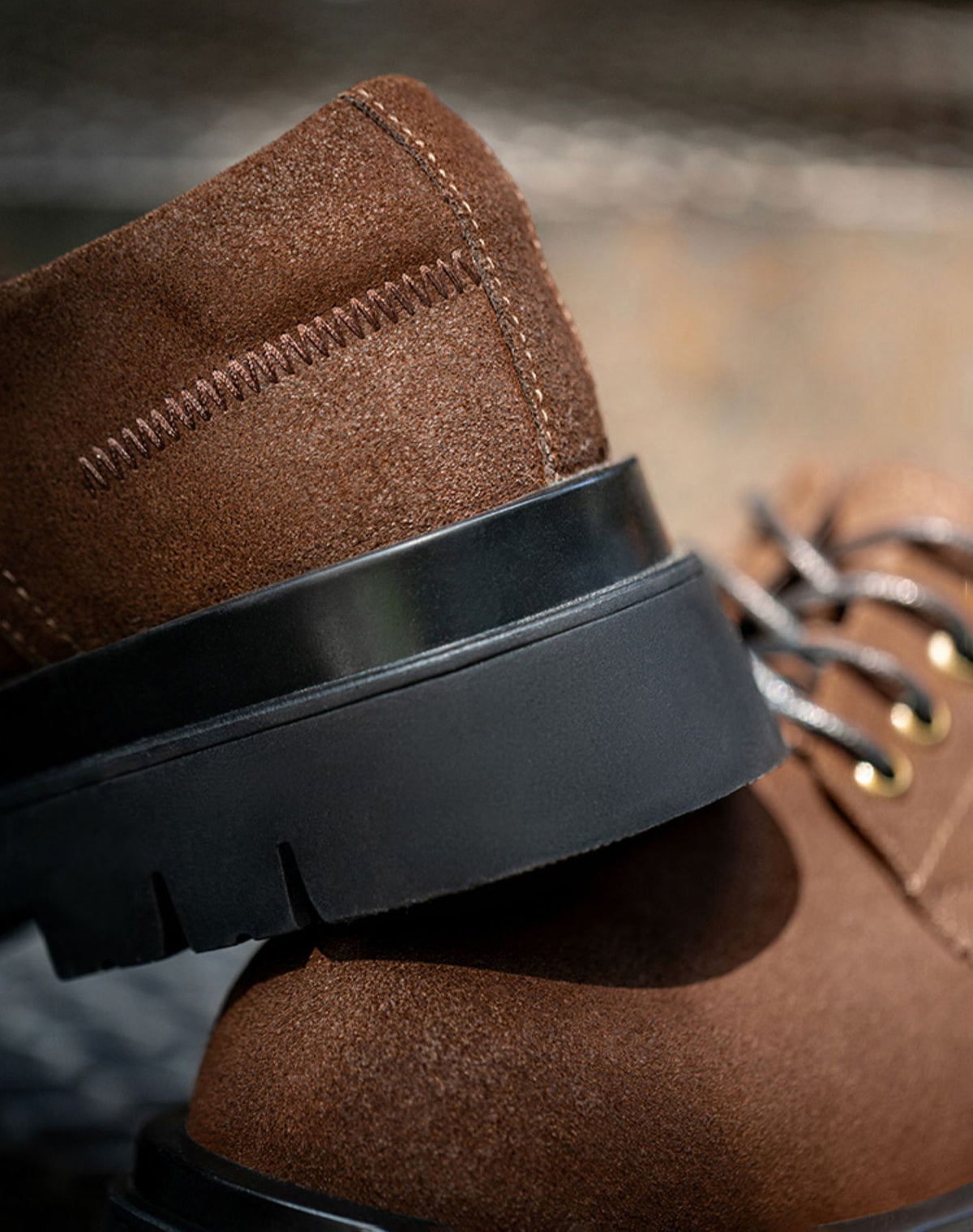 American Retro Chestnut Derby Big Head Work Heightening Men's Dress Shoes - Harmony Gallery