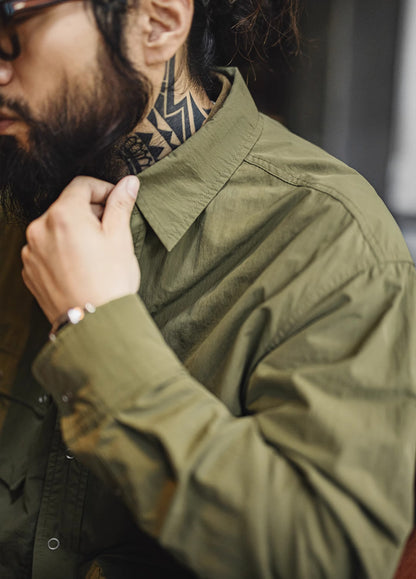 American Retro Pleated Outdoor Leisure Multi-Pocket Conventional Men's Shirt - Harmony Gallery