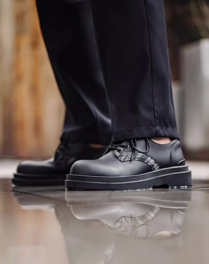 Derby Retro Casual Work Matte Versatile Leather Men's Dress Shoes - Harmony Gallery