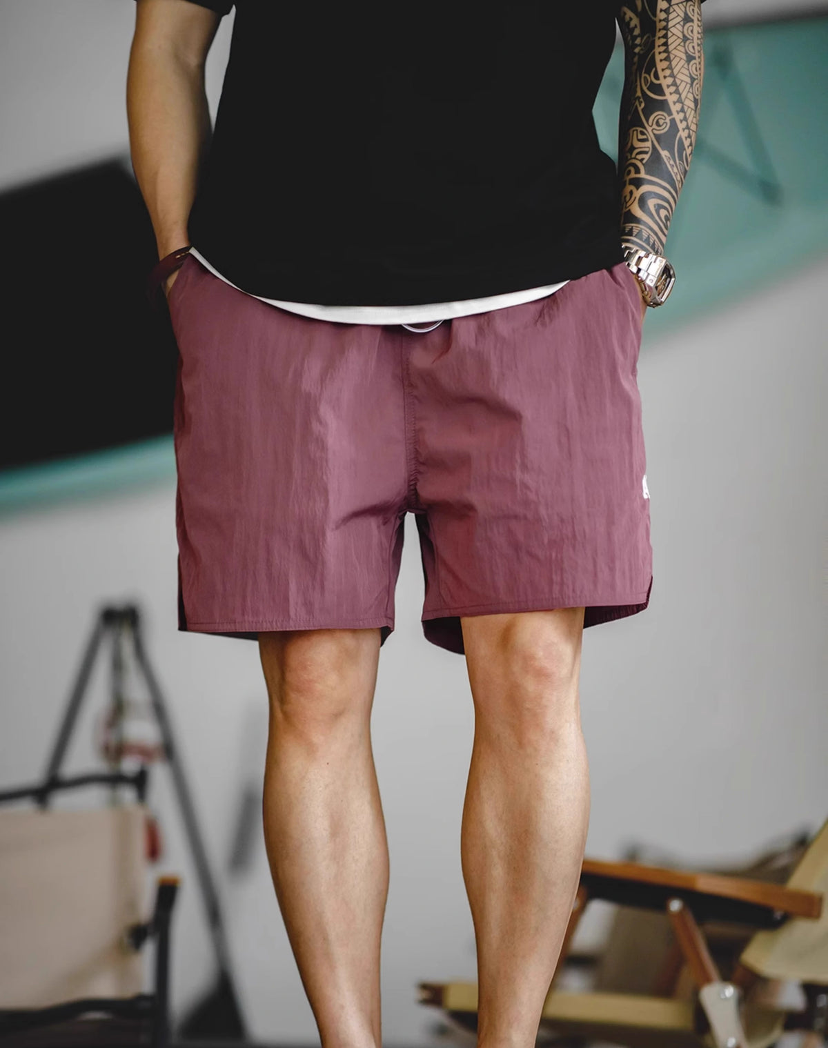 American Retro ARMY Sports Thin Letter Embroidered Men's Shorts - Harmony Gallery