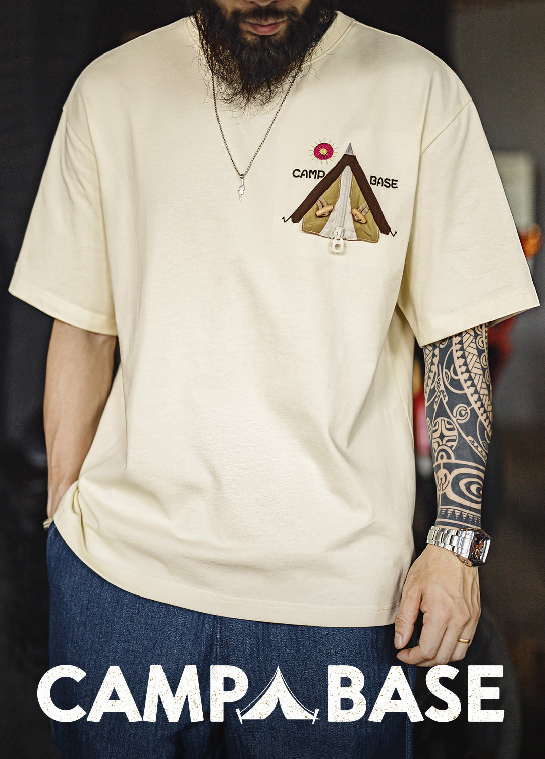 American Creative Cotton Heavy Half Sleeve Threaded Neckline Men's T-Shirt - Harmony Gallery