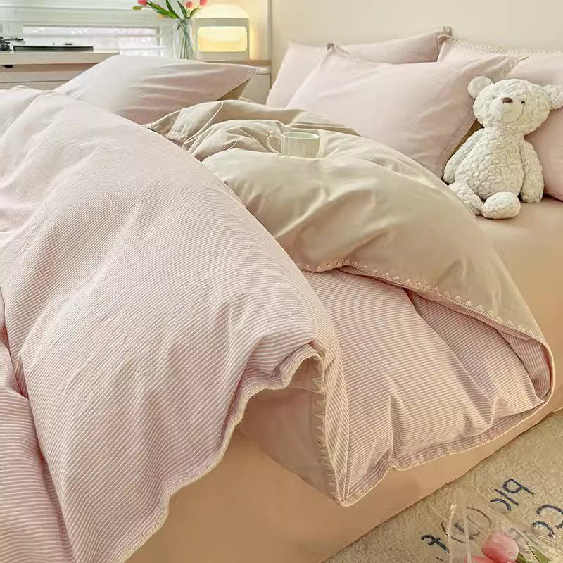 Light Luxury Pure Cotton Washed High-Grade four-piece Bed Set - Harmony Gallery