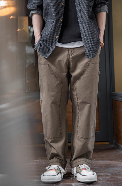 American Retro Double Knee Lumberjack Pure Cotton Canvas Men's Trousers - Harmony Gallery