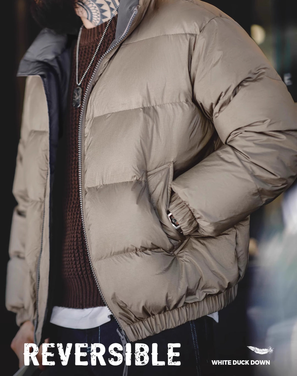 American Double-Sided White Duck Down All-Match Men's Jacket - Harmony Gallery