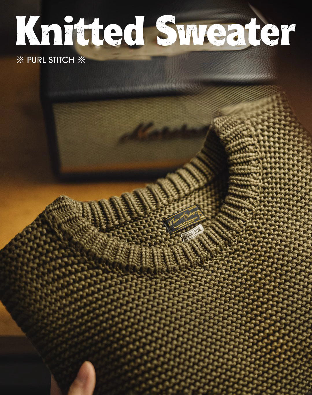 American Retro Heavy Texture Knitted Drop Shoulder Pullover Men's Sweater - Harmony Gallery
