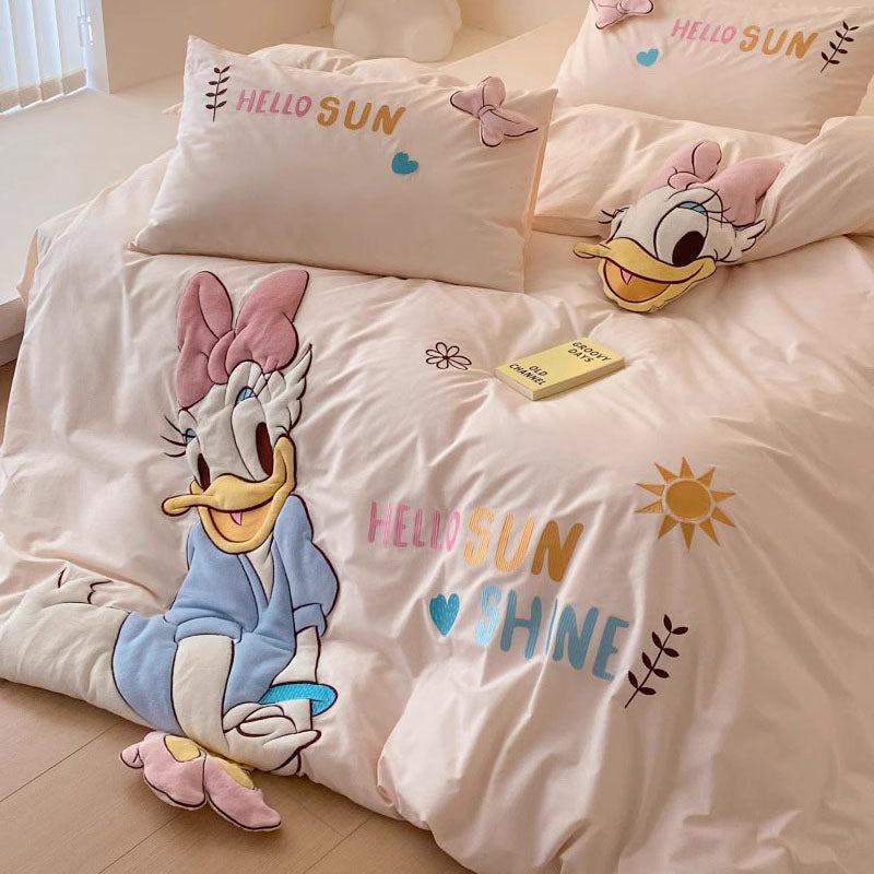 Disney Donald Duck Princess Daisy Washed Four-Piece Cotton Bed Set - Harmony Gallery