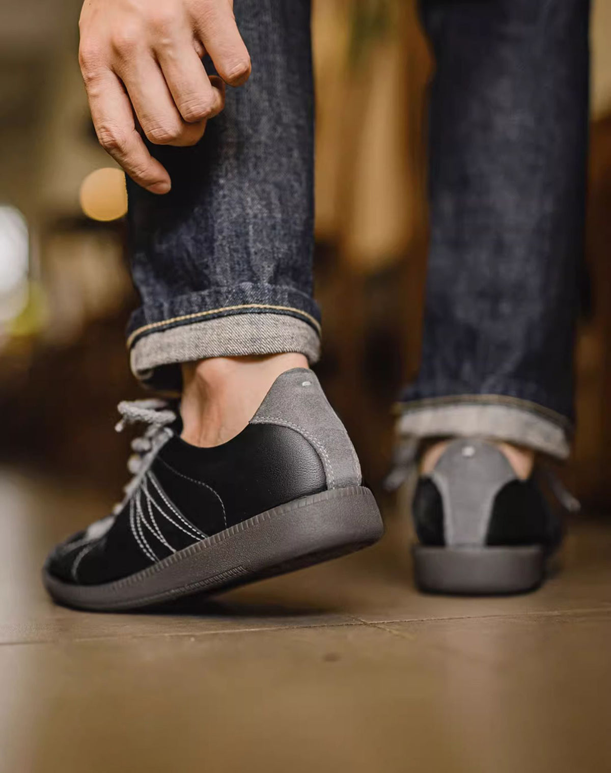 German Retro Graphite Black Versatile Soft-Soled Sports Men's Casual Shoes - Harmony Gallery