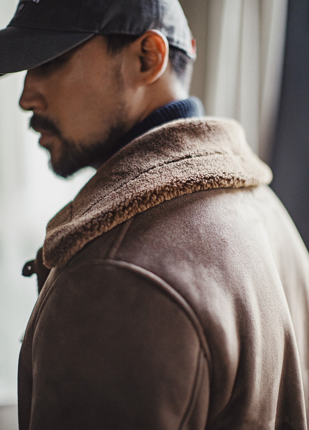 American Retro B7 Suede Parka Mid-Length Faux Lambswool Thickened Men's Coat - Harmony Gallery