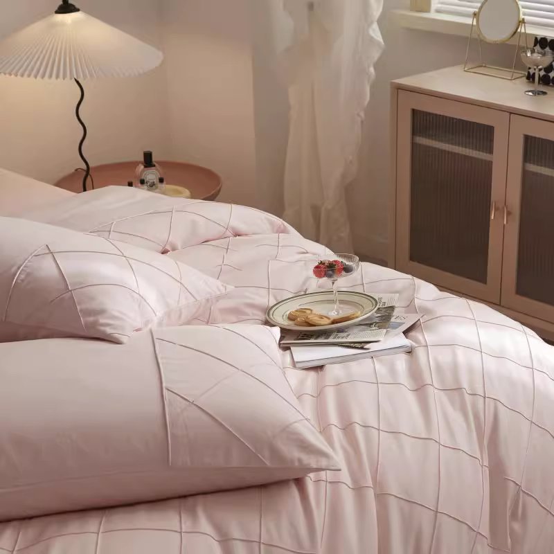 Nordic Rhombus Light Luxury Washed Cotton Four-Piece Bed Set - Harmony Gallery