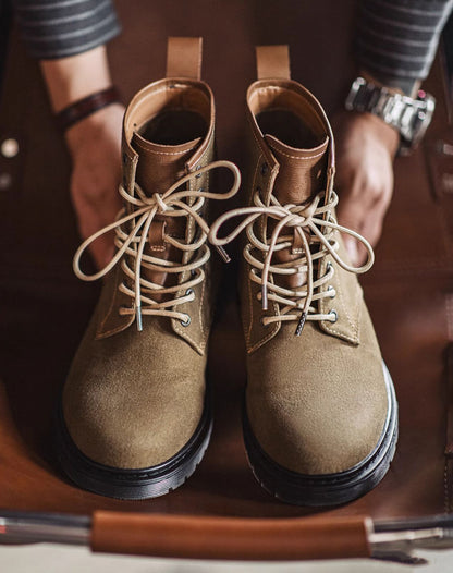 American Retro Age Of Navigation Waxed Canvas Martin Top Men's Boot - Harmony Gallery