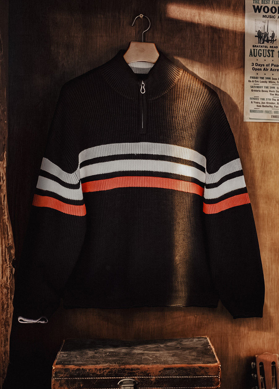 American Half-Zipper Knit Heavyweight Half-Turtleneck Outerwear Men's Sweater - Harmony Gallery