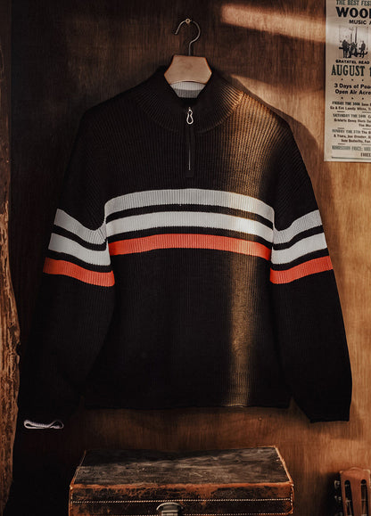 American Half-Zipper Knit Heavyweight Half-Turtleneck Outerwear Men's Sweater - Harmony Gallery