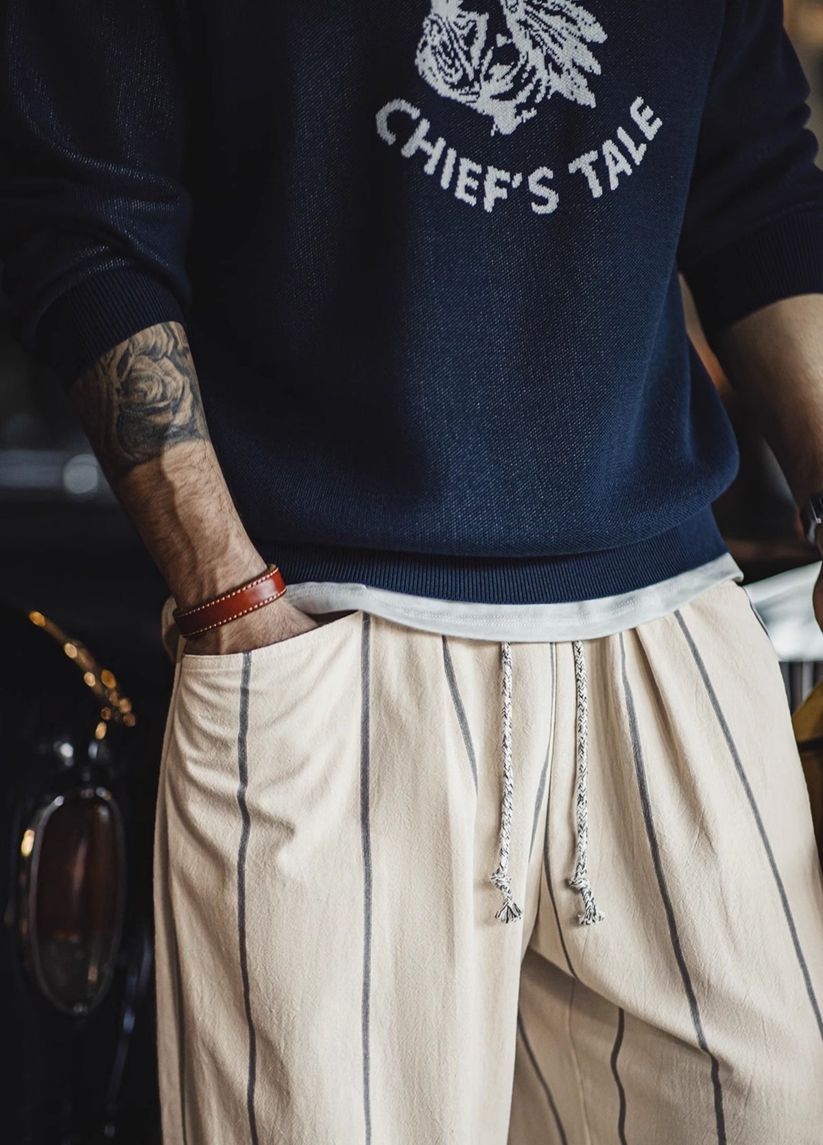 American Retro Vertical Striped Balloon Lazy Straight Men's Trousers - Harmony Gallery