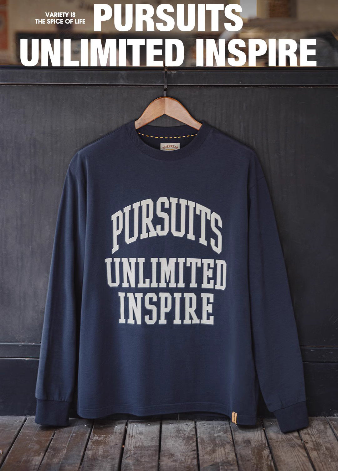 American Letter Pure Cotton Long-Sleeved Wear Brushed Men's Sweater - Harmony Gallery