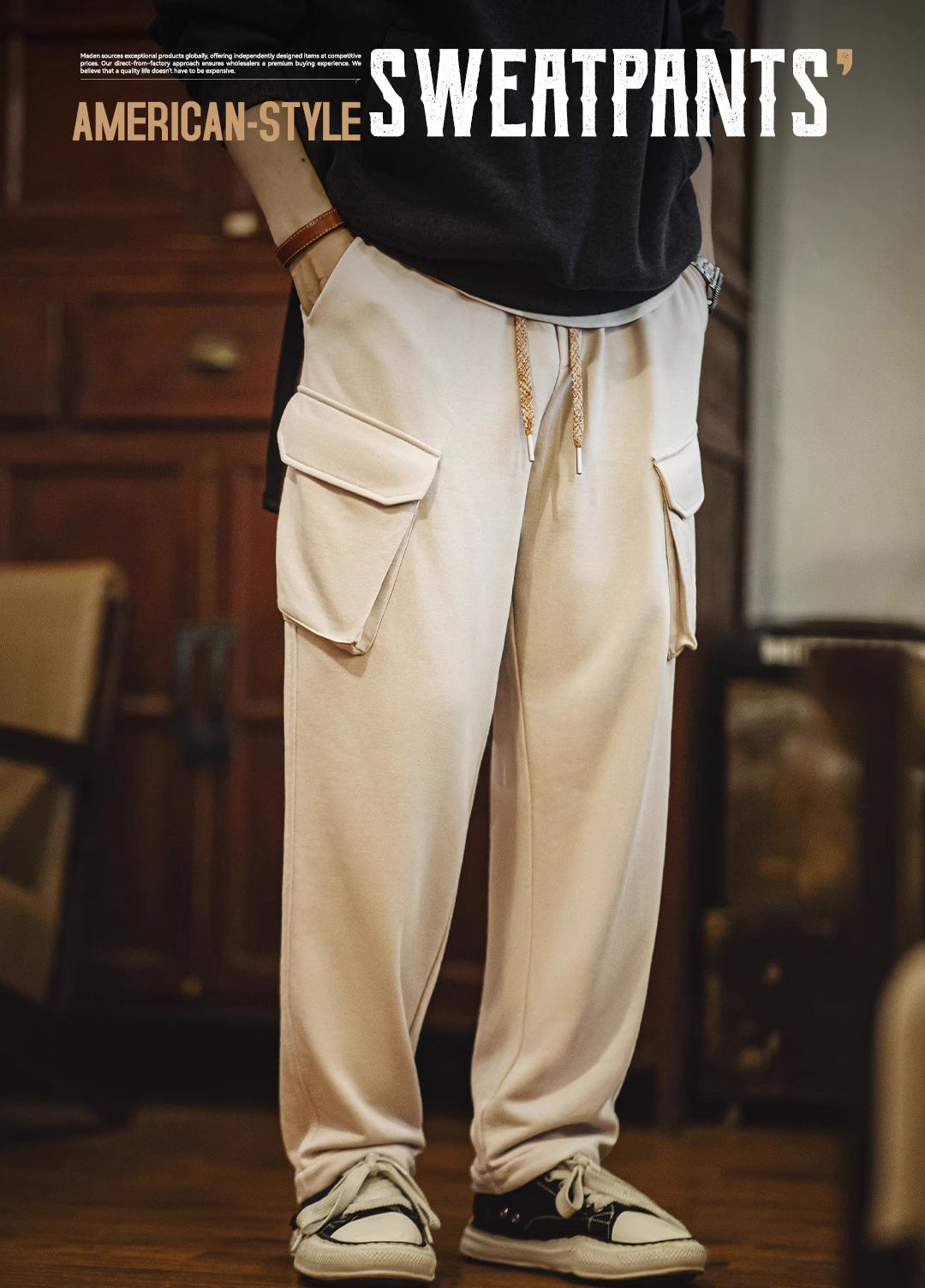 American Retro Multi-Pocket Sweatpants Elastic Waist Sports Men's Trousers - Harmony Gallery