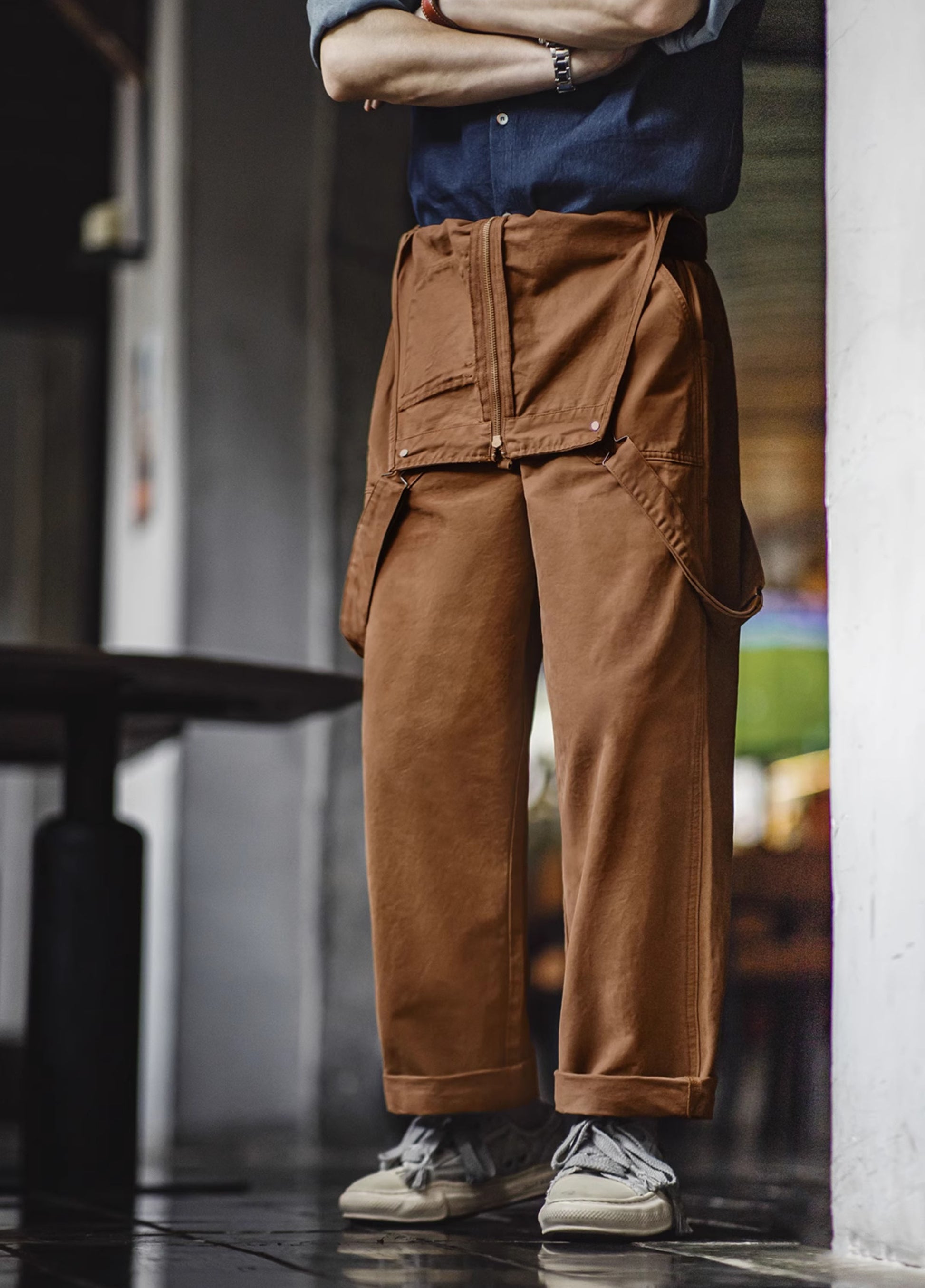 American Retro Navy Deck Suspenders Casual Jumpsuit Men's Overalls - Harmony Gallery