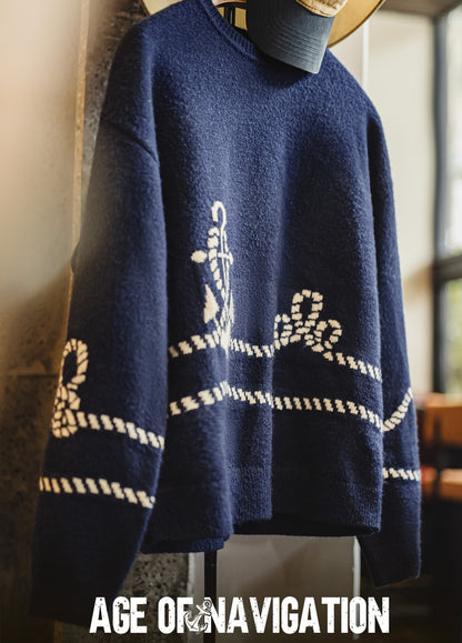 American Retro Pullover Wearable With Knitwear And Fleece-Lined Men's Sweater - Harmony Gallery