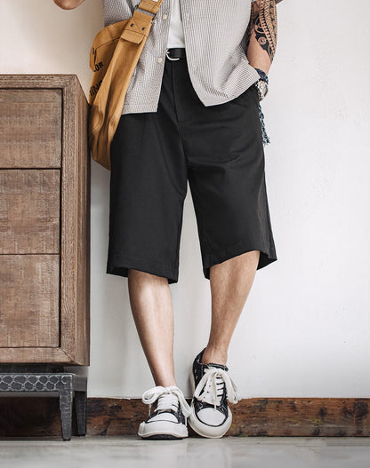 American Casual Bermuda Loose Black Straight Men's Shorts - Harmony Gallery