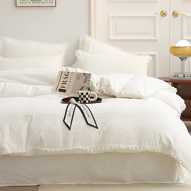 Ins Fairy Princess Sleeping Cotton Washed Four-Piece Bed Set - Harmony Gallery
