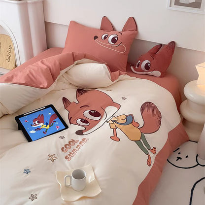 Disney Cartoon Zootopia Nick Washed Four-piece Pure Cotton - Harmony Gallery