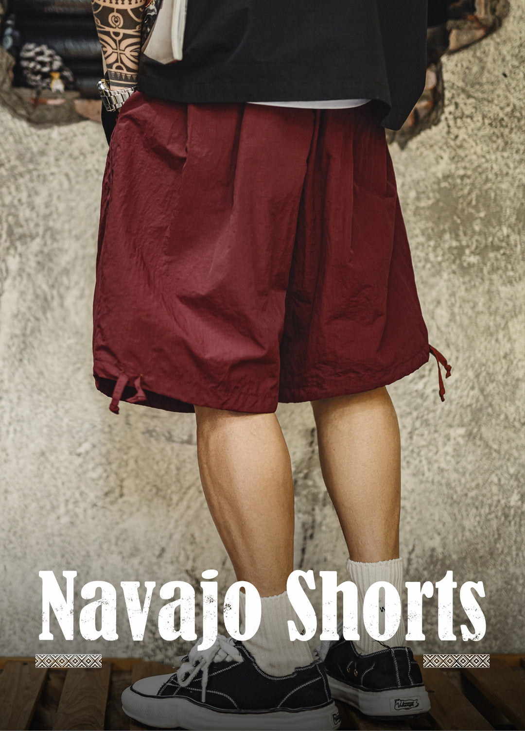 American Navajo Embroidered Loose Texture Beach Thin Men's Shorts - Harmony Gallery