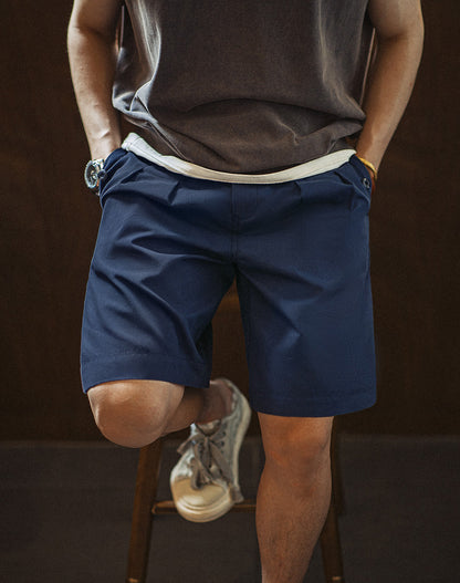 American Retro Casual Double Pleated Naples Loose Straight Men's Shorts - Harmony Gallery