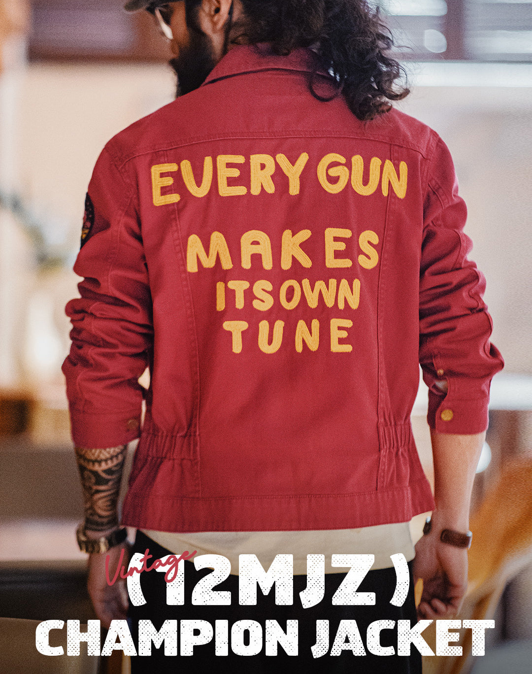American Retro Heavy Embroidery Champion Red Slim Canvas Men's Jacket - Harmony Gallery