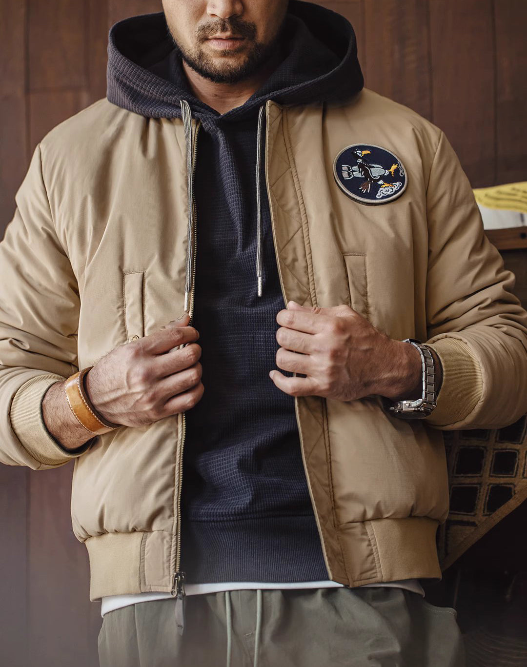 American Retro Reversible MA1 Bomber Cotton Baseball Men's Jacket - Harmony Gallery