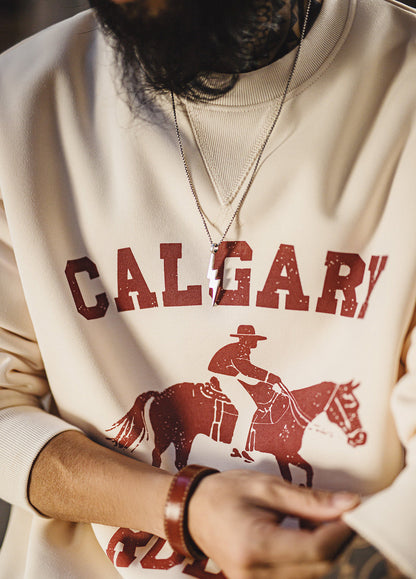 American Horse With Fleece Print Warm Thickened Pullover Men's Sweater