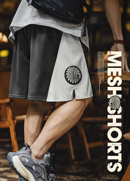 American Retro Mesh Sports Fitness Training Breathable Basketball Men's Shorts