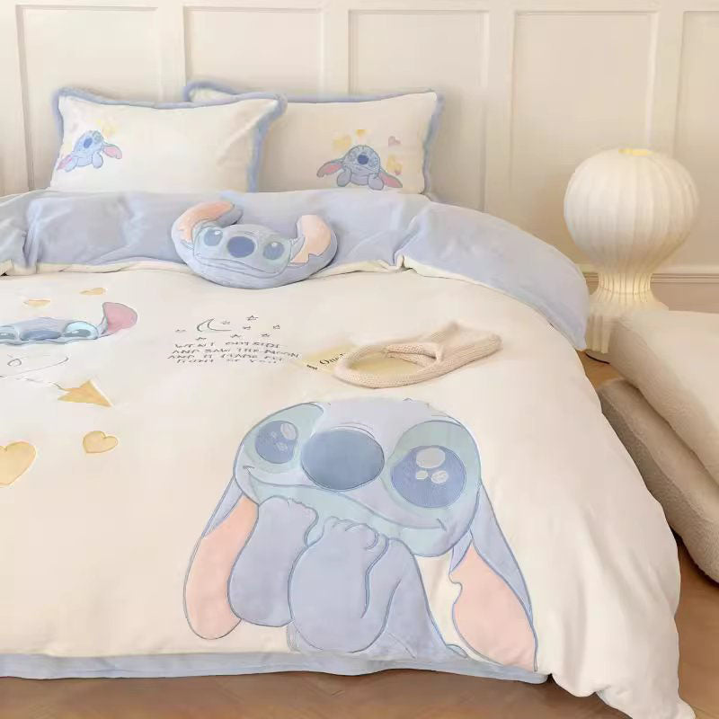 Disney Cute Stitch Washed Pure Cotton Four-piece Bed Set - Harmony Gallery