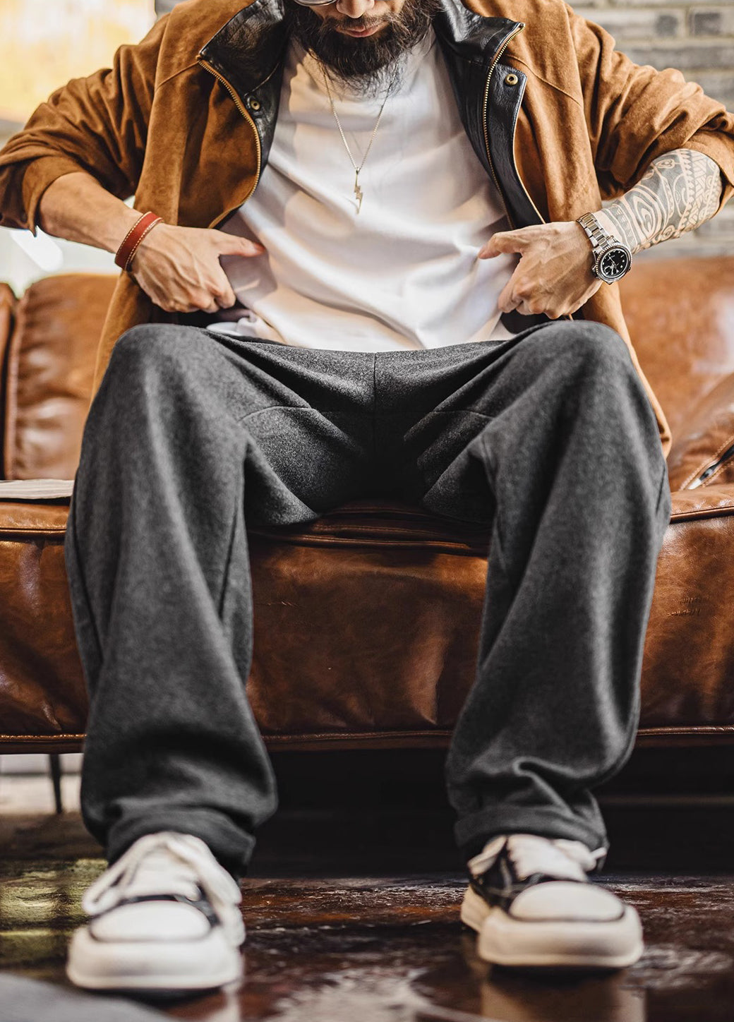 American Woolen Youthful And Energetic Style With A Draped Look Men's Trousers - Harmony Gallery