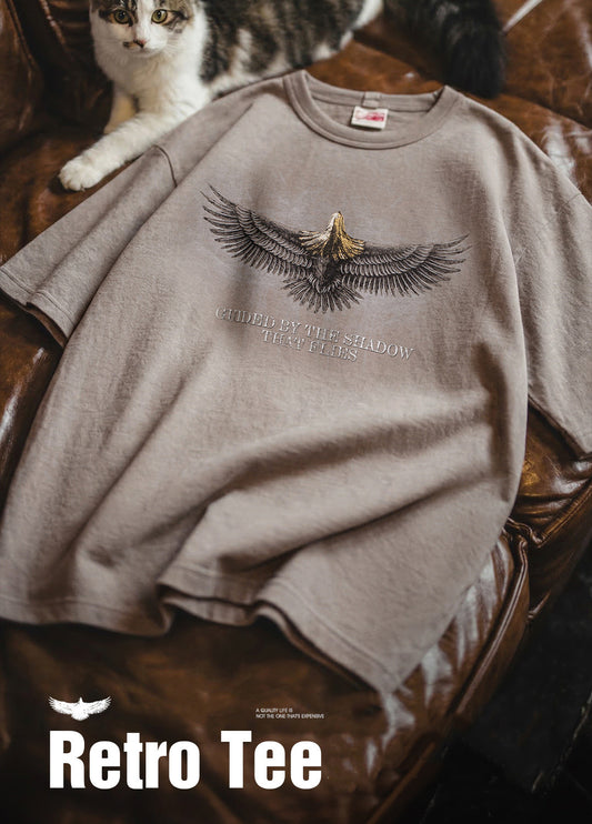 American Retro Design Falcon Print Summer Cool and Rebellious Men's T-Shirt