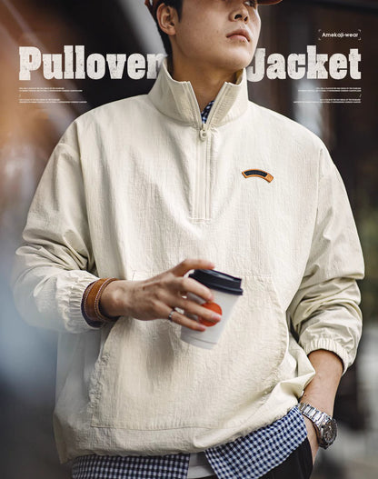 American Retro Workwear Half-Zip Sports Pullover Men's Sweater - Harmony Gallery