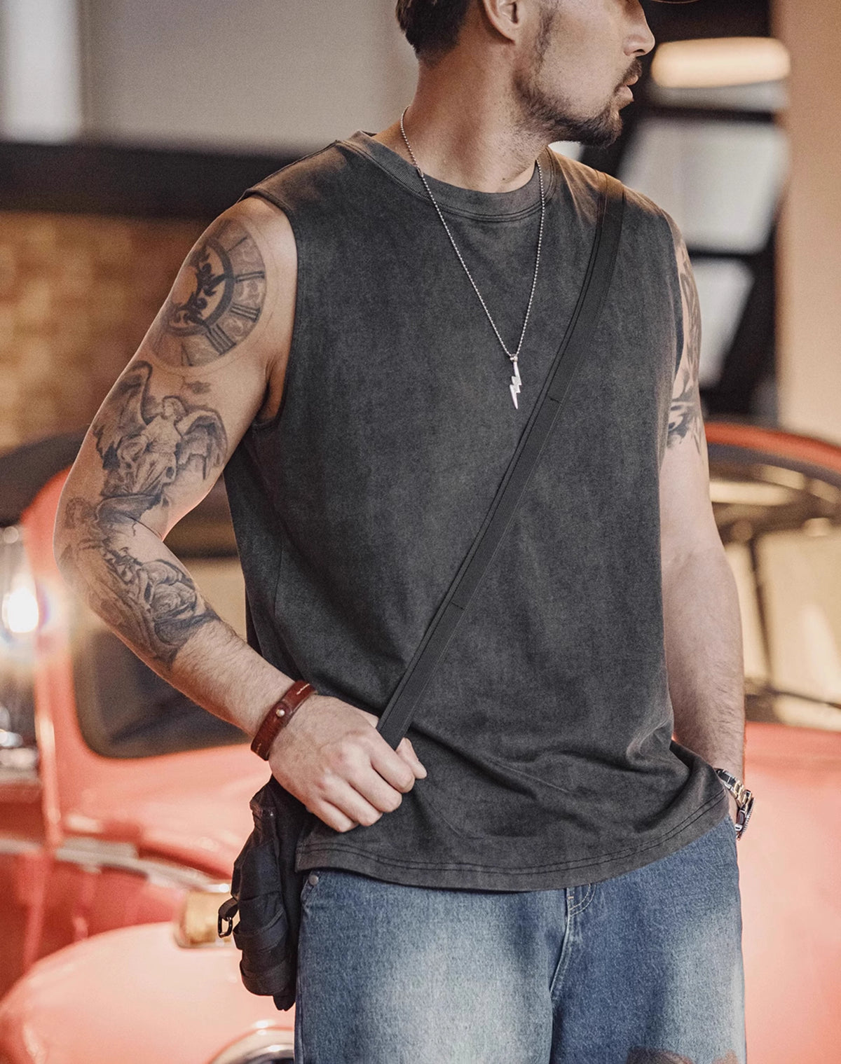 American Workwear Retro Tough Guy Distressed  Men's T-Shirt - Harmony Gallery