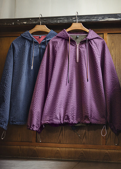 American Retro Half-Zip Hooded With Textured Lightweight Men's Sweater - Harmony Gallery