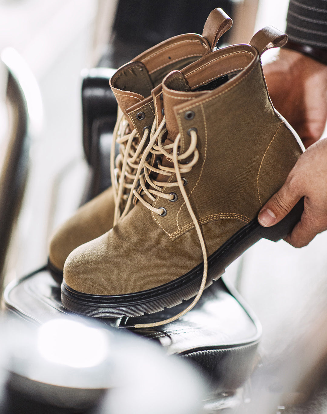 American Retro Age Of Navigation Waxed Canvas Martin Top Men's Boot - Harmony Gallery