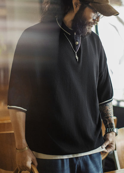 American Functional Polo Striped Mountain Oversize Men's T-Shirt - Harmony Gallery