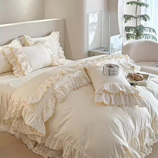 French Princess High-End Fairy Four-Piece Pure Cotton Lace Bed Set - Harmony Gallery