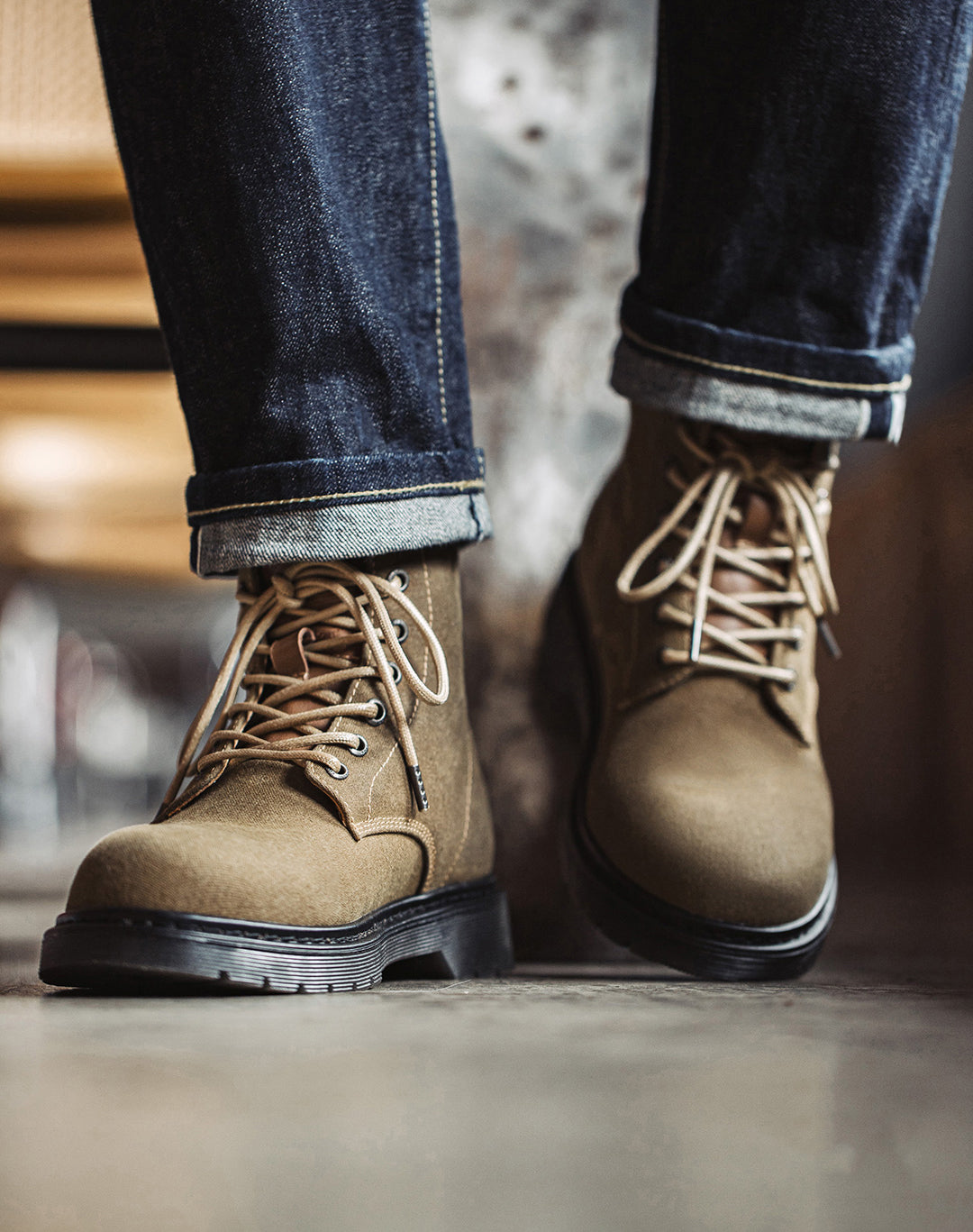 American Retro Age Of Navigation Waxed Canvas Martin Top Men's Boot - Harmony Gallery